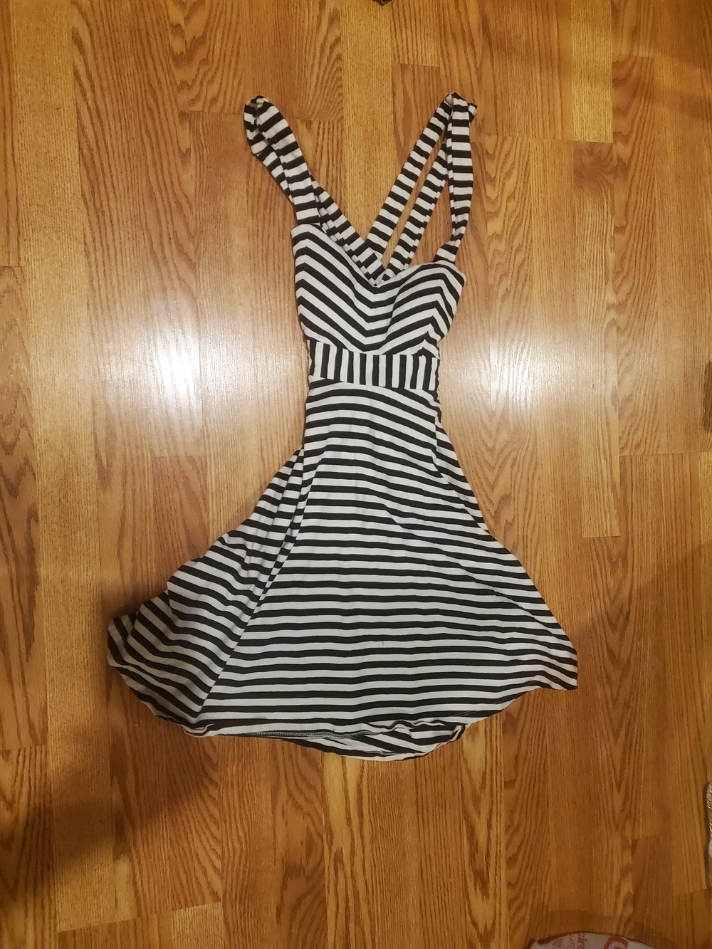 Candies Striped Black and White Fit-and-Flare Dress
